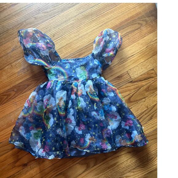 Care Bears Dress Size 6/7 with Blue Lines and Balloon Sleeves - Picture 1 of 9